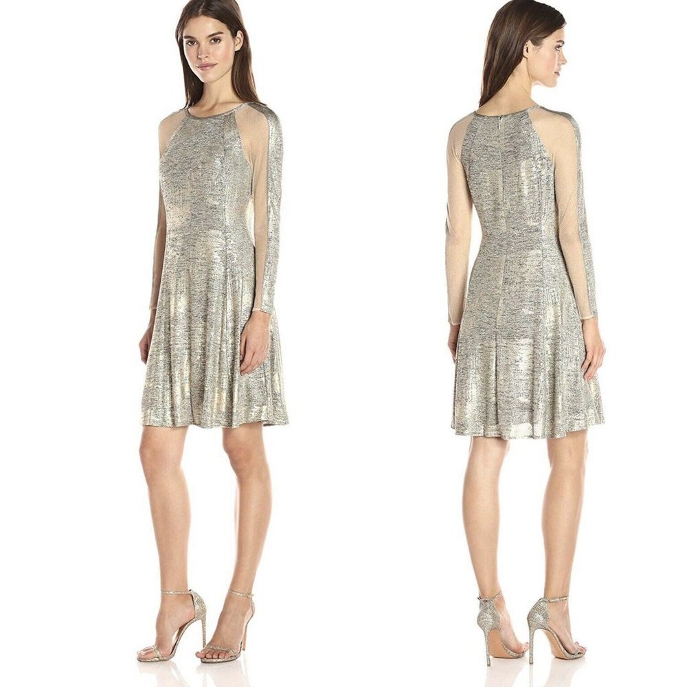 NWT Julia Jordan gold jersey knit dress 8